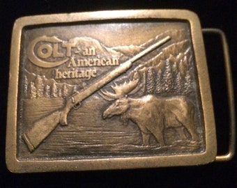 Boucle De Ceinture En Laiton Vintage 1981 - Old Hunters Never Die They Just Stay Loaded - Occasion