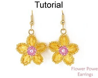 Jewelry Making Beading Tutorial - Beaded Flower Earrings - Simple Bead Patterns - Flower Power Earrings #24683
