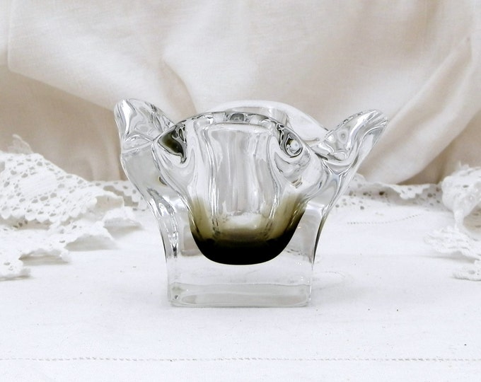 Vintage French Mid Century Signed Bayel Smoked Crystal Glass Heavy Ashtray / Bowl, Murano Style, Man Decor, Retro, Vintage, Home, Interior Vintage French Mid Century Signed Bayel Smoked Crystal Glass Heavy Ashtray / Bowl, Murano Style, Man Decor, Retro, Vintage, Home, Interior