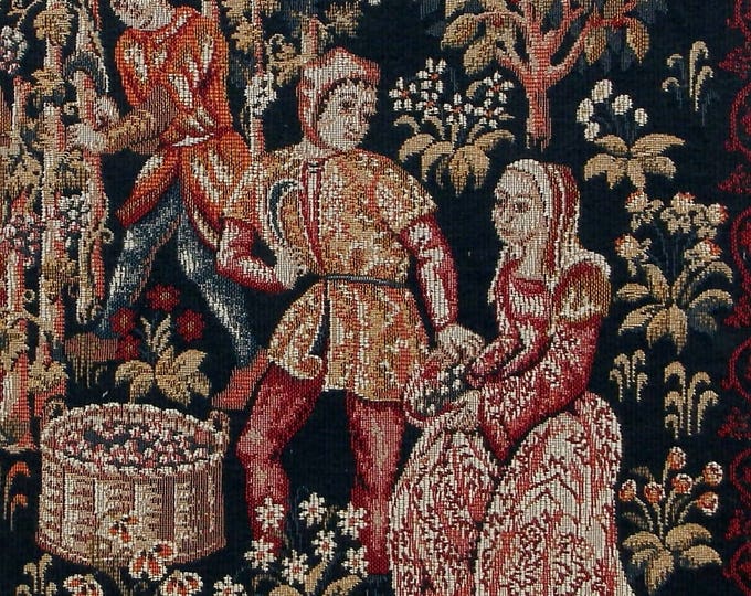 Vintage French Framed Medieval Style Reproduction Tapestry "Les Vendanges", Grape Harvest, Wall Hanging, Medieval Decor, Castle, France, Vintage French Framed Medieval Style Reproduction Tapestry "Les Vendanges", Grape Harvest, Wall Hanging, Medieval Decor, Castle, France,