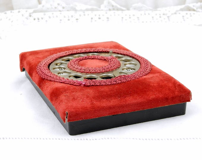 Vintage Mid Century Telephone Dial Pop Up Unused Address Book, Red Velvet Covered Phone Number Book, 1960s, 1970s, Retro, Office, Desk, Home