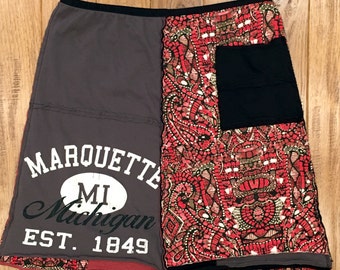 Marquette Mi upcycled skirt, Upcycled clothing, Women's upcycled clothing, recycled tshirt skirt, recycled repurposed upcycled, yooper skirt