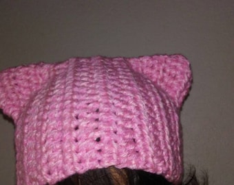 cat hat, crochet cat hat, Pink pussy hat,pussy hat,pussy hat project, kitty hat, cute kitty cat hat, pink kitty, pussy cat hat