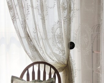 Stunning Shabby Chic Fairy Tale Creamy White Sheer Curtains, Lace Curtains, Rod Pocket/Pinch Pleated Drapery, Drapes