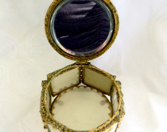 Cameo Jewelry Box, Vintage Footed Jewelry Casket, French Style Figural Vanity Box