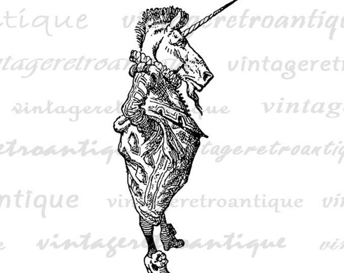 Digital Image Alice in Wonderland Unicorn Download Graphic Printable Vintage Clip Art Jpg Png Eps HQ 300dpi No.1822