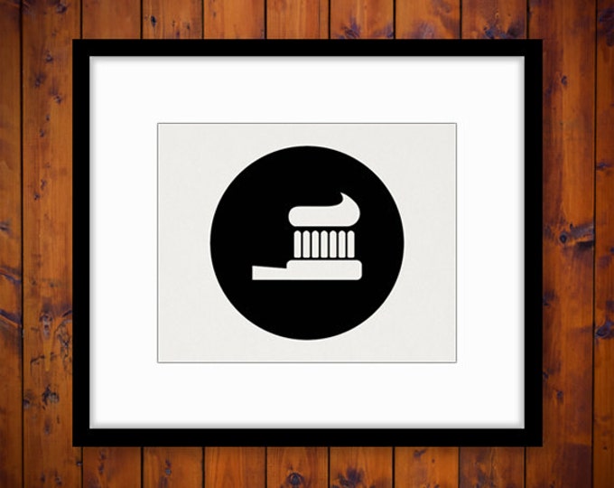 Printable Graphic Toothbrush with Toothpaste Icon Digital Download Image Vintage Clip Art Jpg Png Eps HQ 300dpi No.4320