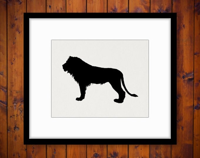 Printable Digital Lion Silhouette Image Animal Illustration Graphic Download Vintage Clip Art Jpg Png Eps HQ 300dpi No.3379