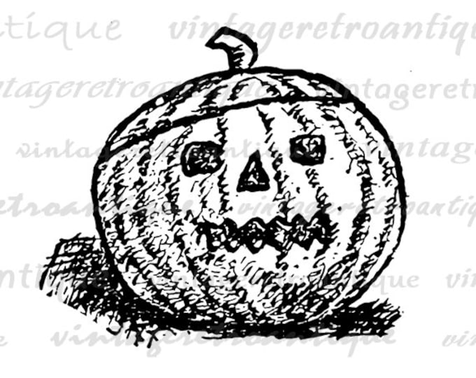 Printable Graphic Jack O Lantern Pumpkin Digital Halloween Download JackOLantern Image Vintage Clip Art Jpg Png Eps HQ 300dpi No.641