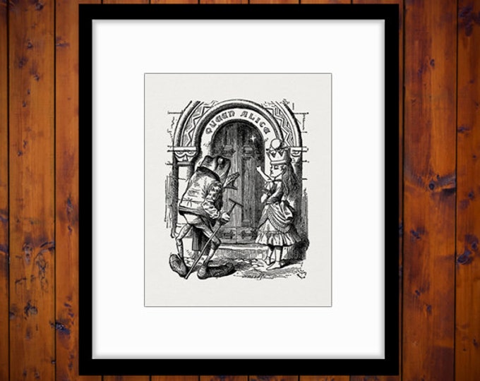 Printable Graphic Alice and the Frog Digital Alice in Wonderland Download Illustration Image Vintage Clip Art HQ 300dpi No.1138