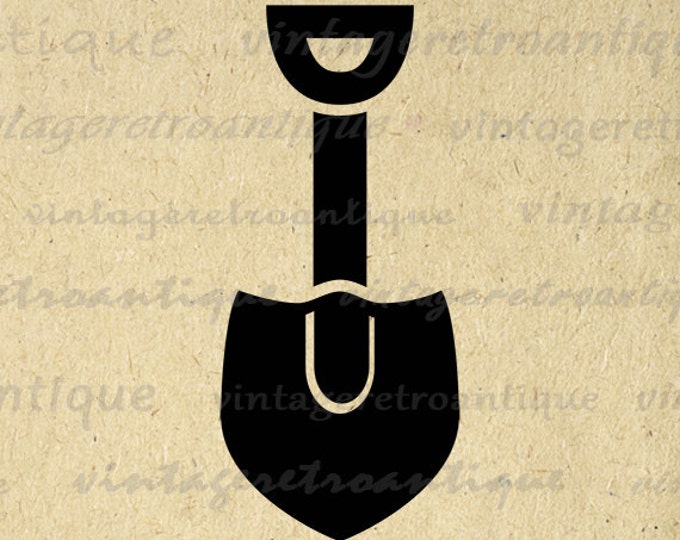 Digital Printable Shovel Graphic Gardening or Construction Icon Image Download Vintage Clip Art Jpg Png Eps HQ 300dpi No.4353