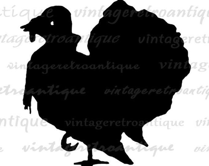 Turkey Silhouette Printable Digital Download Thanksgiving Graphic Image Vintage Clip Art Jpg Png Eps HQ 300dpi No.3231