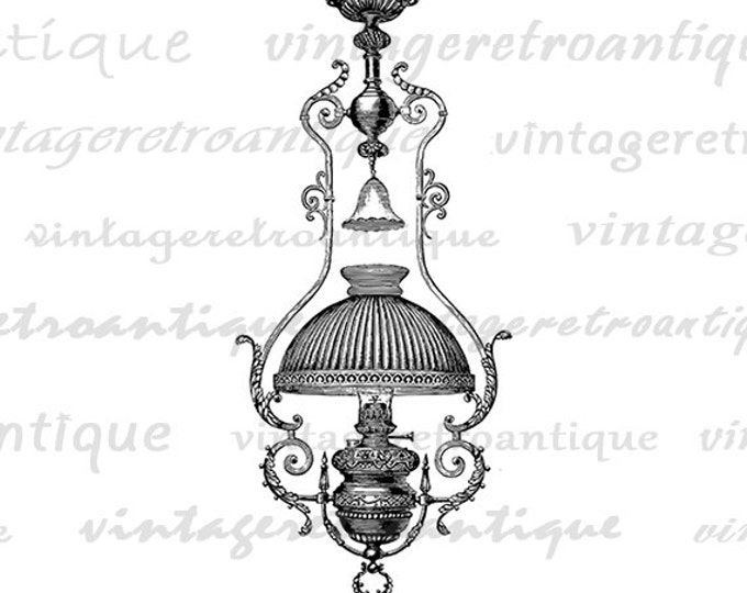 Digital Antique Lamp Graphic Image Printable Illustration Download Vintage Clip Art Jpg Png Eps HQ 300dpi No.1846