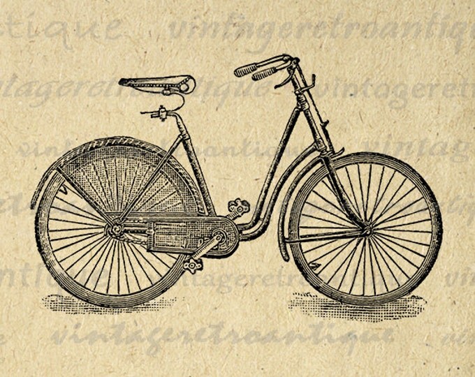 Antique Bicycle Graphic Printable Download Vintage Bike Illustration Image Digital Clip Art Jpg Png Eps HQ 300dpi No.4176