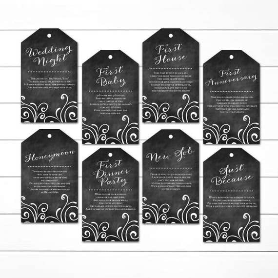 Bridal Shower Wine Bottle Tags Wine Bottle Poems Wine Gift