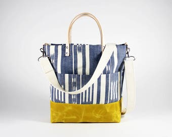 SALE Crossbody Handbag, Waxed Canvas Crossbody, Waxed Canvas Purse, Waxed Canvas Bag, Yellow Waxed Canvas, Blue Crossbody, Waxed Handbag
