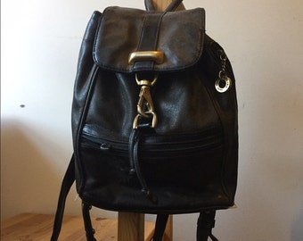 Items similar to Black leather rectangular backpack on Etsy