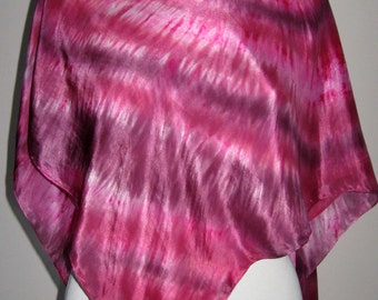 Pure Silk Square Scarf - Hand Painted, Aubergine.