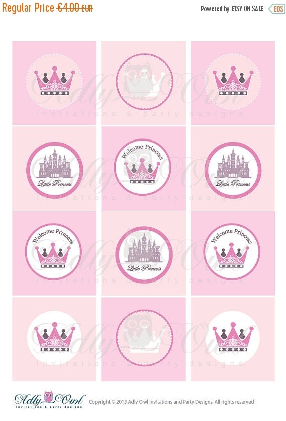 25% OFF Sale Little Princess Cupcake toppers by adlyowlinvitations