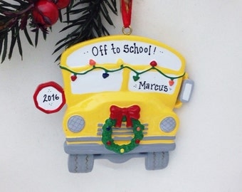 FREE SHIPPING Yellow School Bus Personalized Christmas Ornament / Bus Driver Christmas Ornament / School Ornament / Child Christmas Ornament