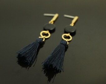 50% OFF, Ring Tassel Post, Z7-G1, Nickel free, 2 pcs, 70x10mm, Tassel Earrings, 16K Gold Plated Brass, Thread Tassel, 925 Silver Post