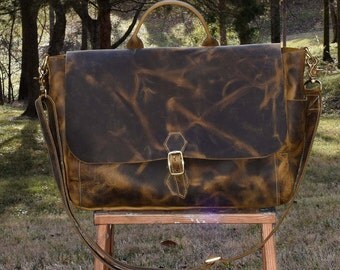 Emerson Leather Messenger Bag- Men's leather bag - handmade leather messenger bag - leather computer bag