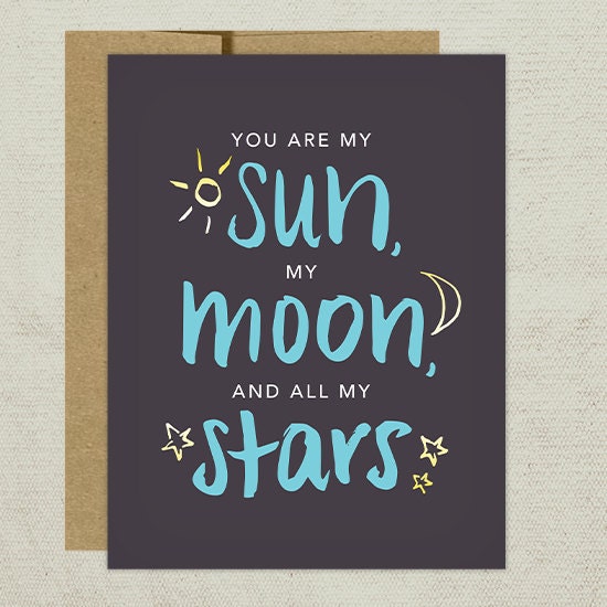 You are my sun my moon and all my stars Greeting Card Love