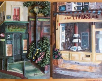 Parisian Storefronts - Set of Two - 3D Resin - Livres Estampes - Bookstore - Paris France - Wall Decor