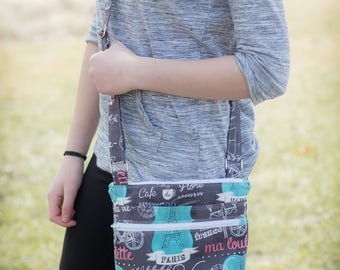 Large Paris crossbody purse, women's adjustable crossbody bag, hipster bag, messenger bag, women's handbag, sling bag