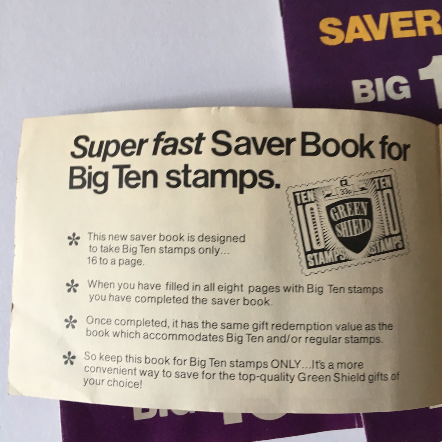 Vintage Green Shield Stamp Saver Book UK Super Fast Saver Book