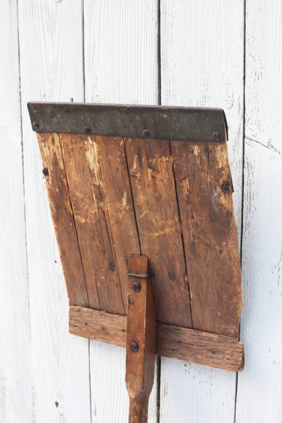 Antique French Wood Grain Shovel Long Handled Wood Shovel