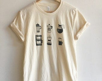 Coffee T-Shirt, Food Shirt, Coffee Screen Printed T Shirt, Soft style tee