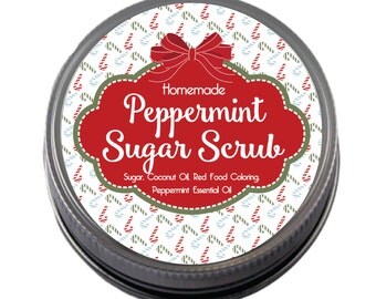 Peppermint Scrub Merry Christmas labels for your homemade Christmas gifts