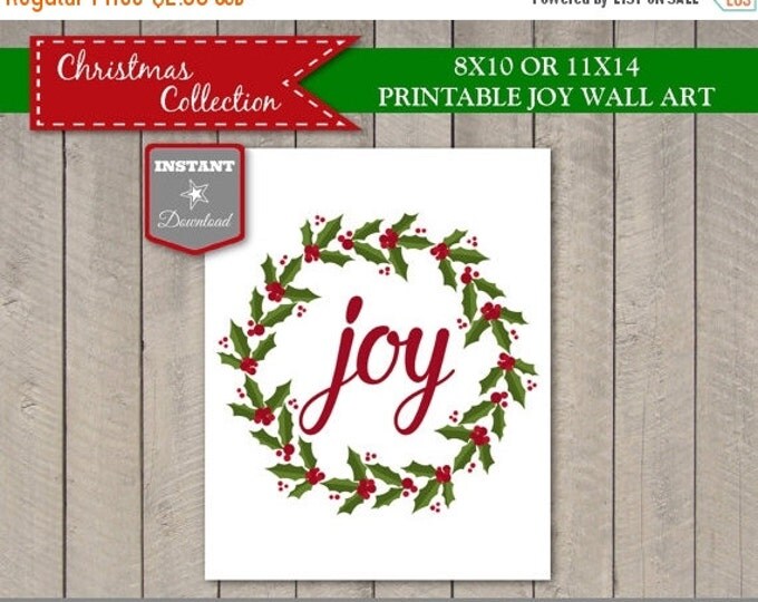 SALE INSTANT DOWNLOAD Printable 8x10 Christmas Joy Wreath Wall Art / Sign / Christmas Shop