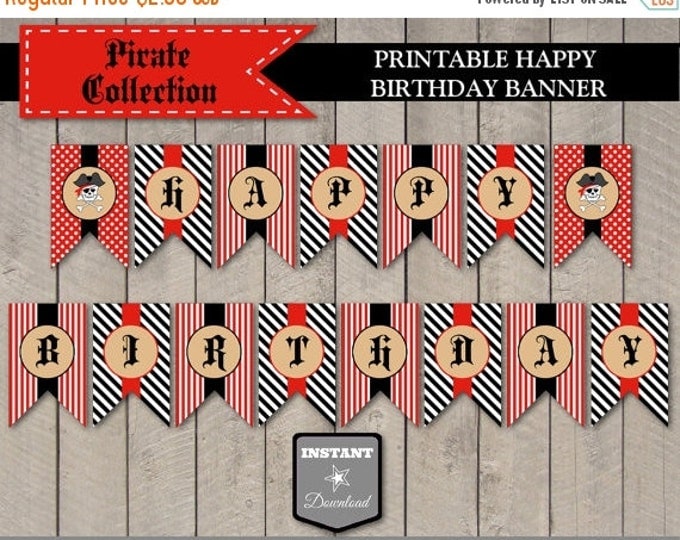 SALE INSTANT DOWNLOAD Pirate Happy Birthday Banner / Printable Diy / Boy's Birthday Party / Pirate Collection / Item #802