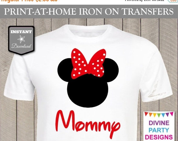 SALE INSTANT DOWNLOAD Print at Home Red Girl Mouse Mommy Iron On Transfer / Printable / T-shirt / Party / Trip / Family / Item #2309