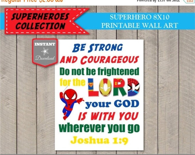 SALE Printable Wall Art - Instant Download Superhero 8x10 Verse Joshua 1:9 / Boy's Room Decor / DIY / Superhero Collection / Item #511
