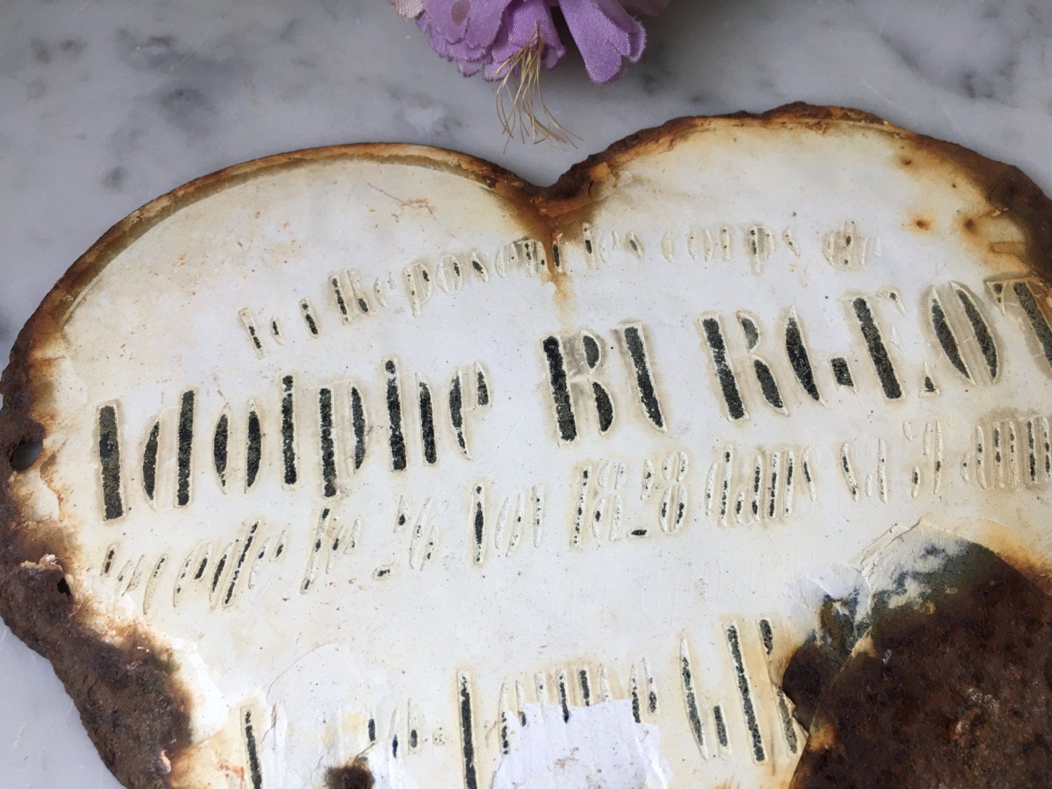 antique French memorial plaque French heart shaped funeral