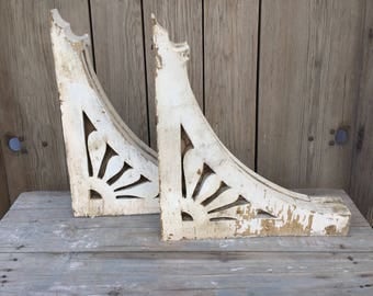 Vintage wood shelf brackets, porch brackets