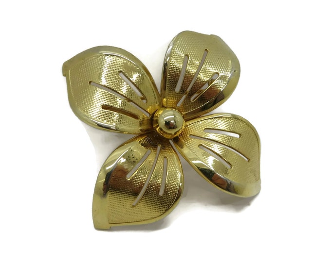 Vintage Coro Gold Tone Flower Brooch Pin