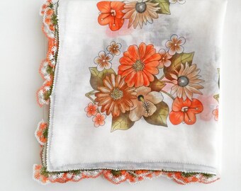 White floral scarf - Boho scarf Floral scarf Cotton scarf Turkish scarf Turkish oya scarf Yemeni scarf Square scarf Christmas gifts