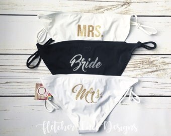 Ready To Ship- Glitter Bride Bathing Suit Bikini Bottoms , Vegas Pool party , honeymoon