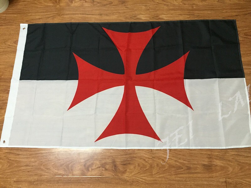 Large Templar Flag Red Cross Black and White.