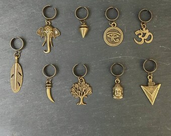 For Dreadlocks Hippie bead / Dread jewelry / ring hair Boho / Tribal / Aum /Zen / brass