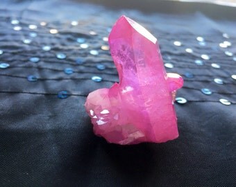 Pastel Pink Angel Aura Quartz Cluster Titanium Druzy Crystal Point Spirituality Wicca Healing Celestial
