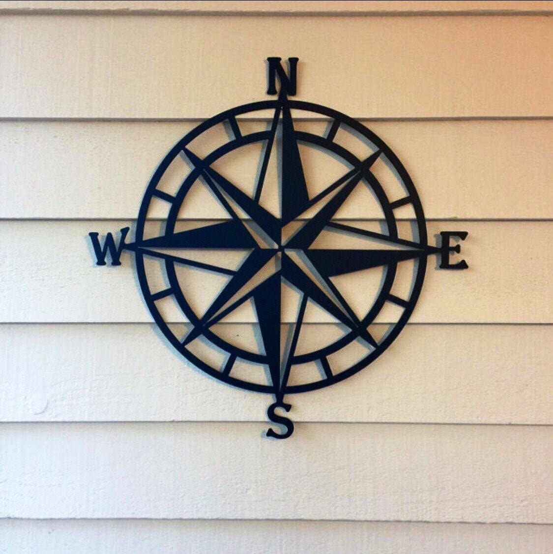 Compass Wall Decor, Nautical Compass,Wall Art, Nautical Metal Wall Art,  Nautical Rose, Outdoor Metal Art, Compass Wall Hanging, Beach Decor