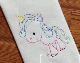 Unicorn color work embroidery design - Unicorn embroidery design - girl embroidery design - Unicorn red work embroidery design - vintage