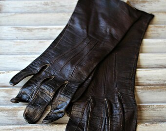 Vintage! Gloves. Brown. leather. 1960s. Nice gloves!