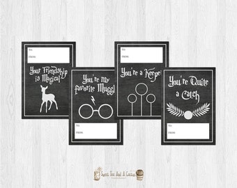Harry Potter Valentines Day Cards Printable Digital File Sci-fi Chalkboard Kids Valentine's Valentine Instant Download Childrens