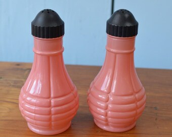 Antique Pink Glass Salt and Pepper Shakers